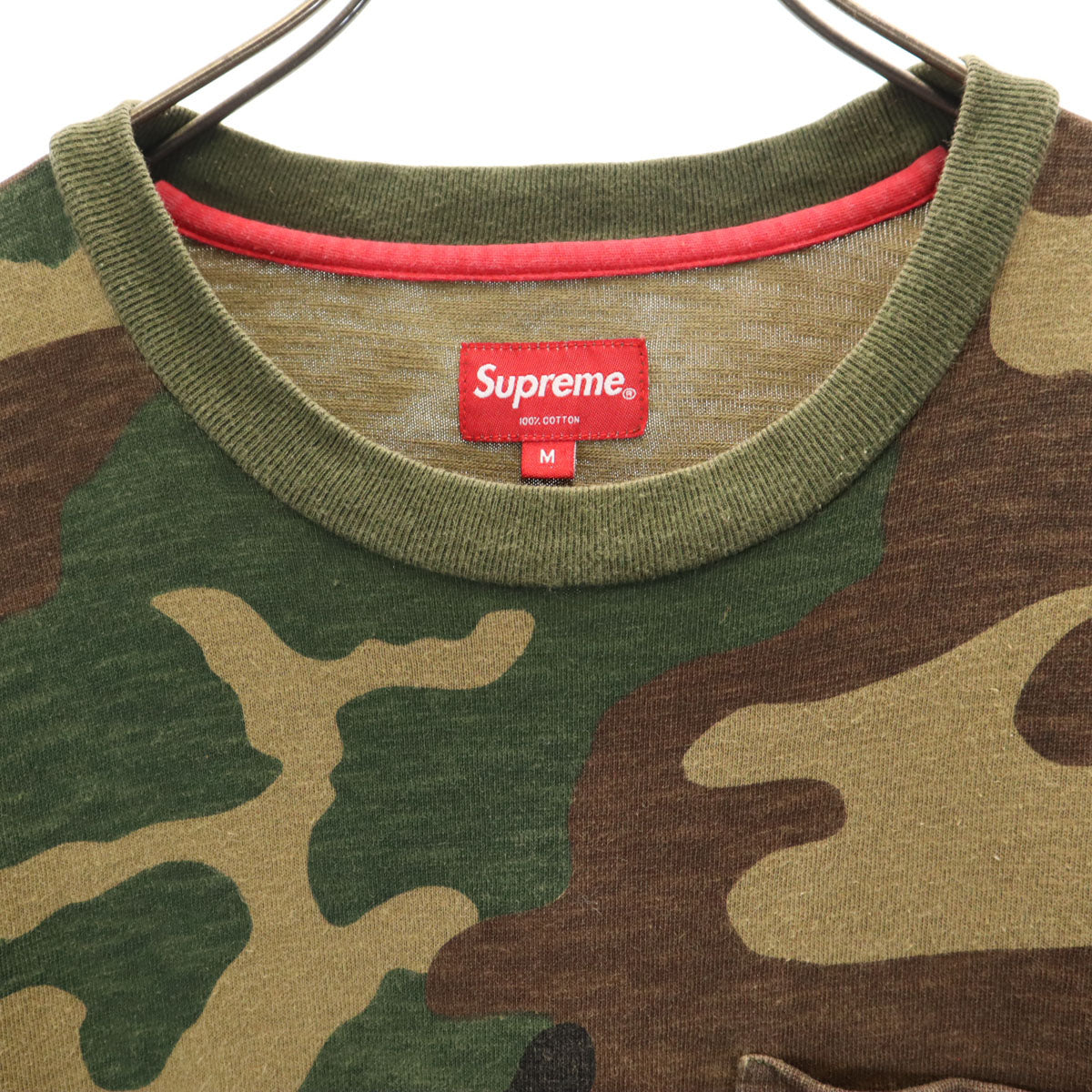 Supreme シュプリーム 14SS カモフラージュ柄 半袖 ポケット Tシャツ M カーキ メンズ