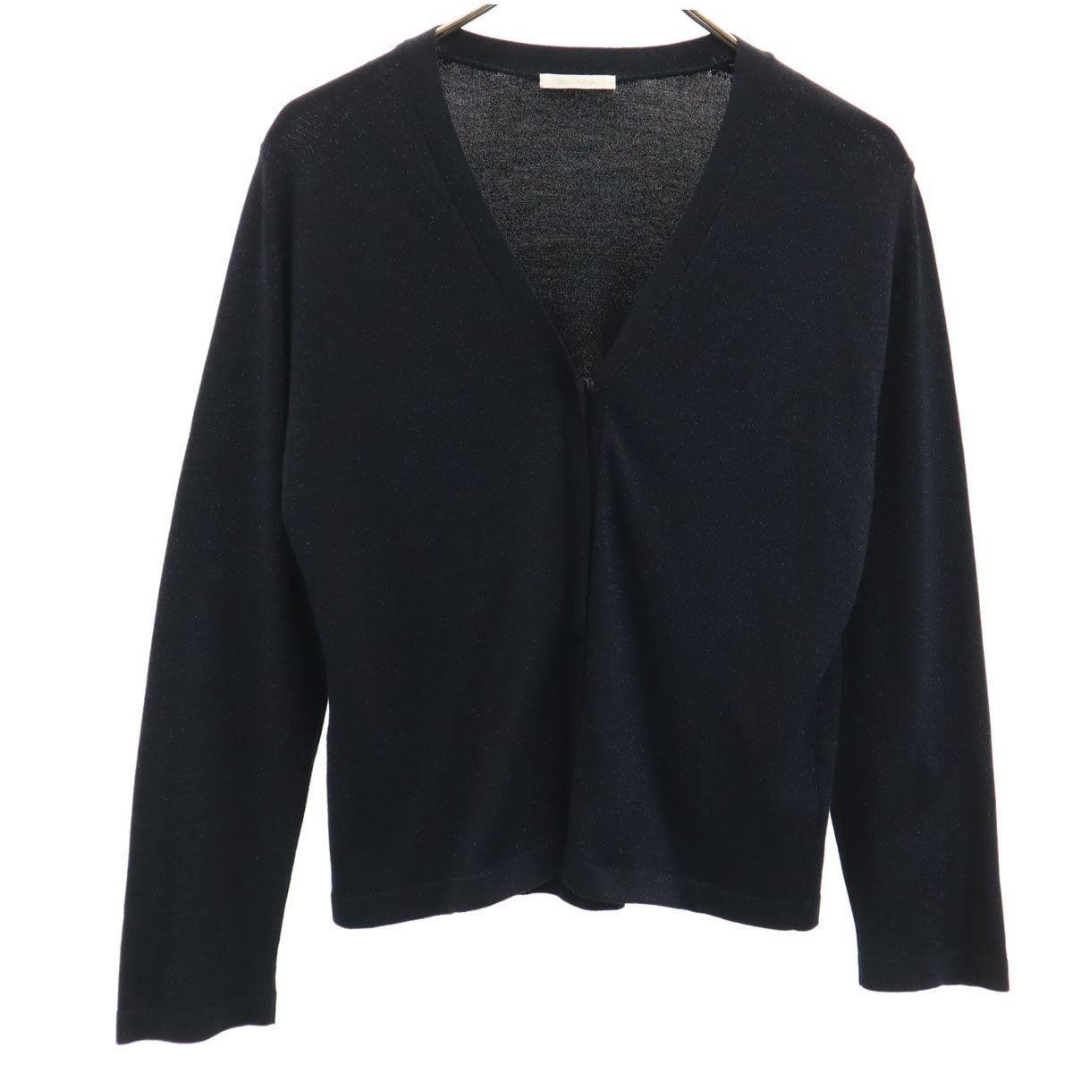 AMACA アマカ 日本製 長袖 Vネック ニットカーディガン 38 ネイビー レディース