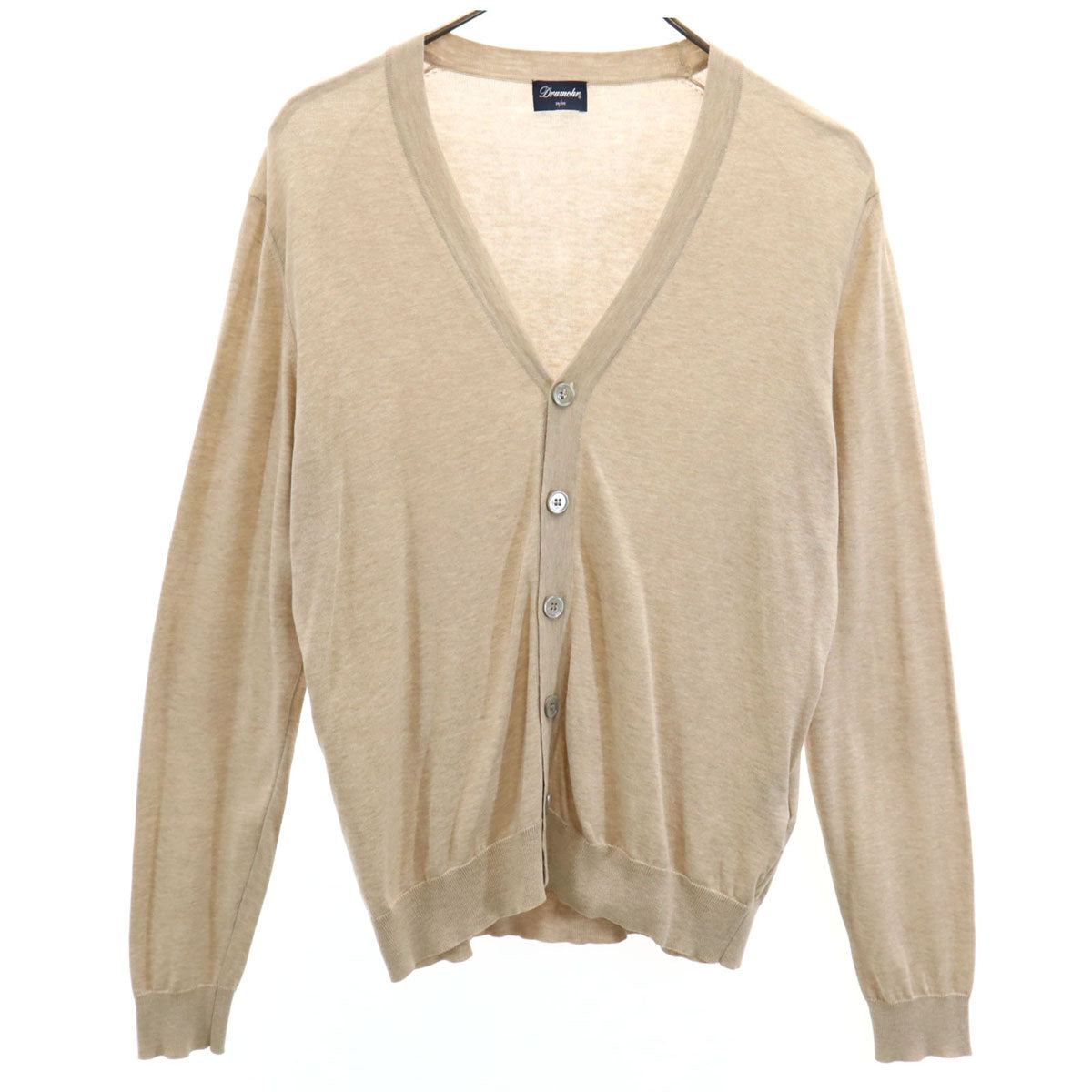 DRUMOHR ドルモア イタリア製 長袖 Vネック ハイゲージ ニットカーディガン 46 ベージュ メンズ