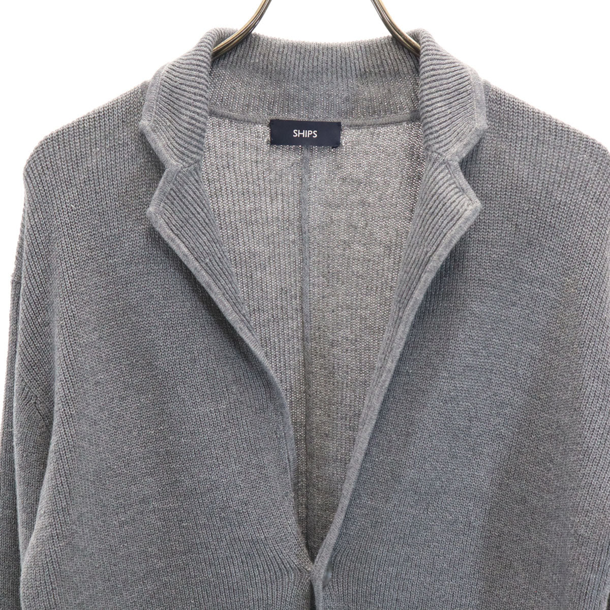 SHIPS シップス リネンブレンド 長袖 ニットカーディガン S グレー メンズ