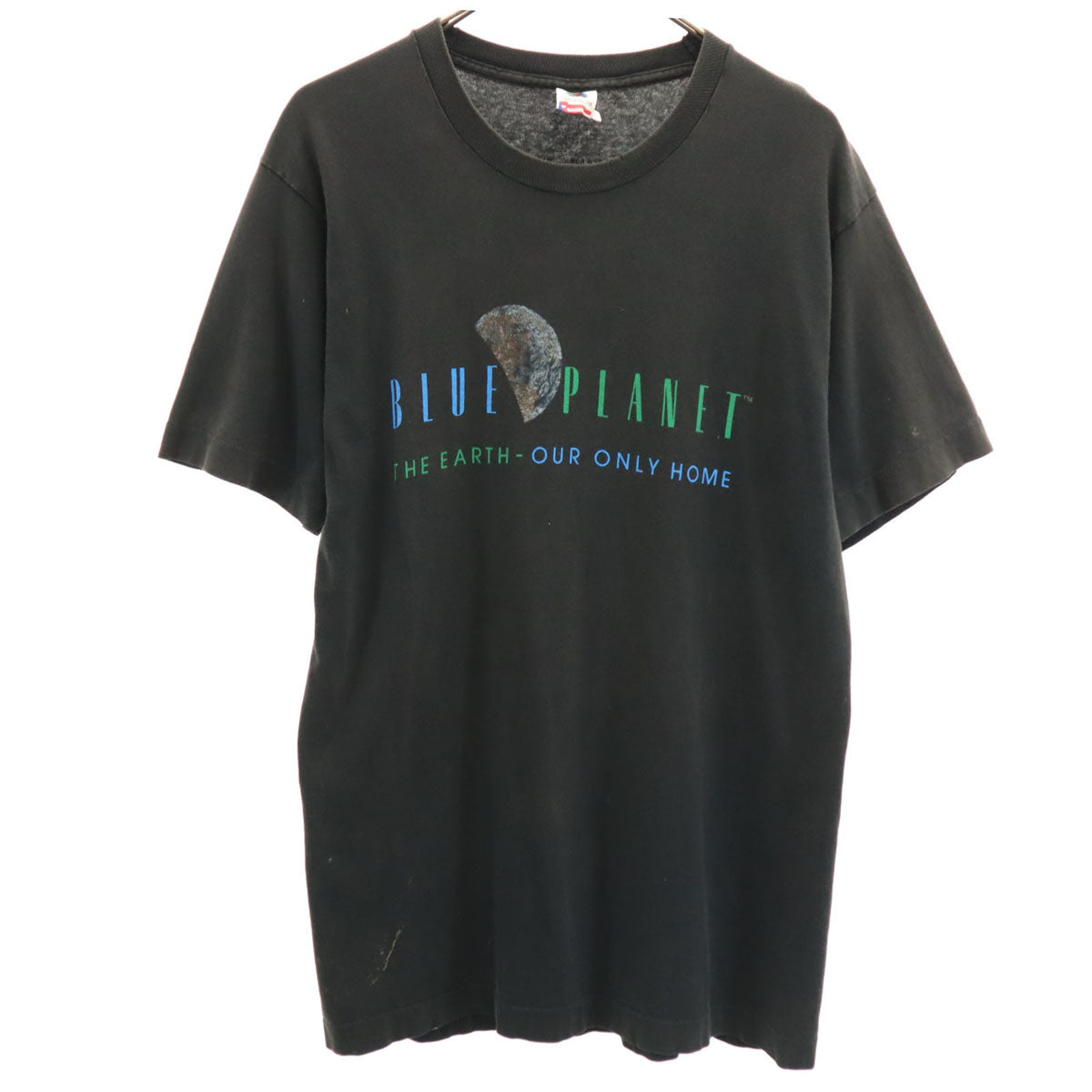 FRUIT OF THE LOOM フルーツオブザルーム 90s オールド USA製 地球 半袖 シングルステッチ Tシャツ L ブラック BLUE PLANET メンズ