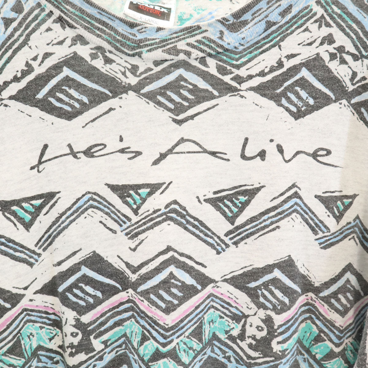 TULTEX タルテックス 90s オールド キリスト 総柄 半袖 ジーザスプリント Tシャツ XL グレー 他 Jesus メンズ