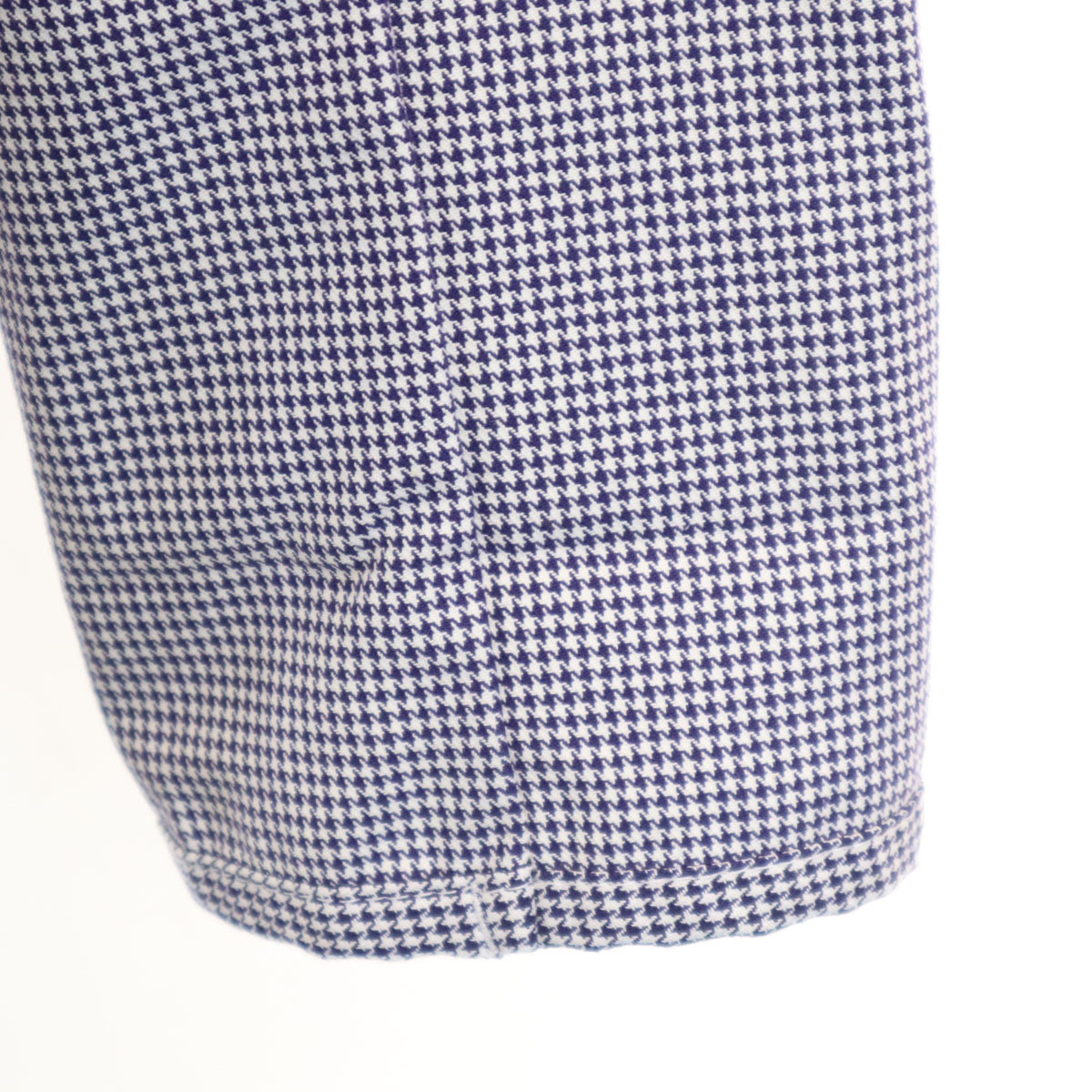 Danton ダントン フランス製 ハウンドトゥース柄 丸襟 ダブルブレスト ジャケット 36 ネイビー 千鳥格子 メンズ