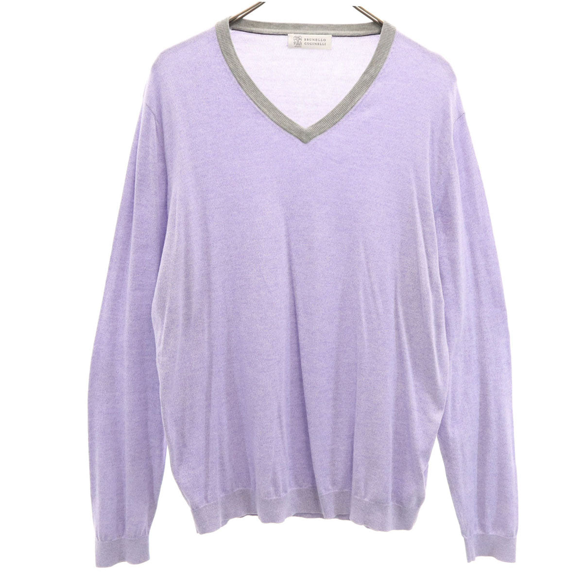 Brunello Cucinelli ブルネロクチネリ イタリア製 長袖 Vネック ニット パープル メンズ