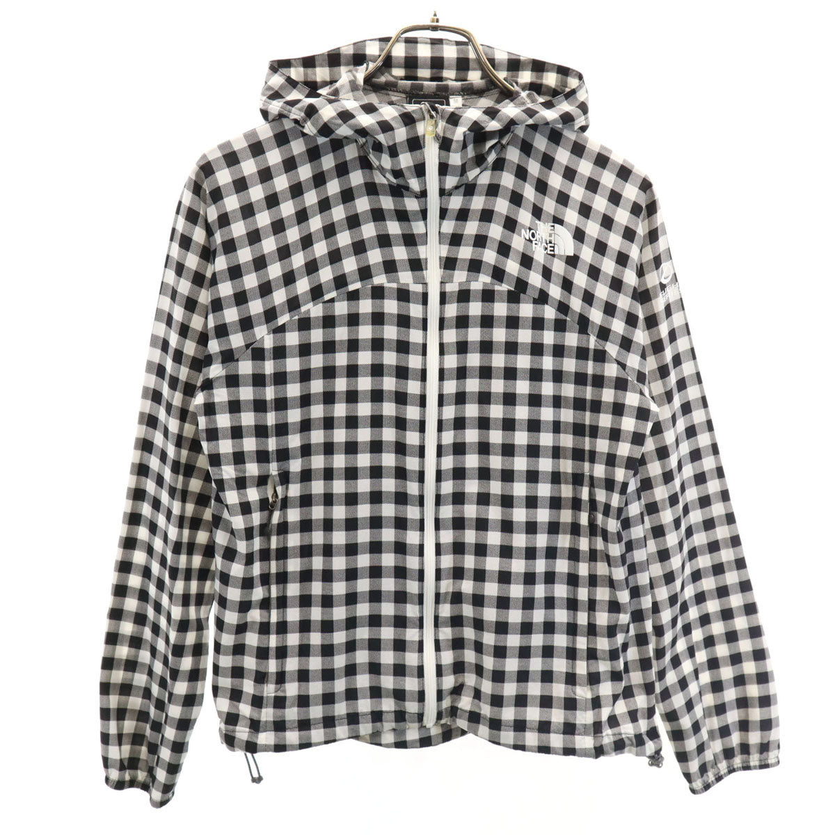 THE NORTH FACE ノースフェイス ギンガムチェック 長袖 スワローテイル ジップパーカー M ホワイト フーディー アウトドア NPW11016 レディース