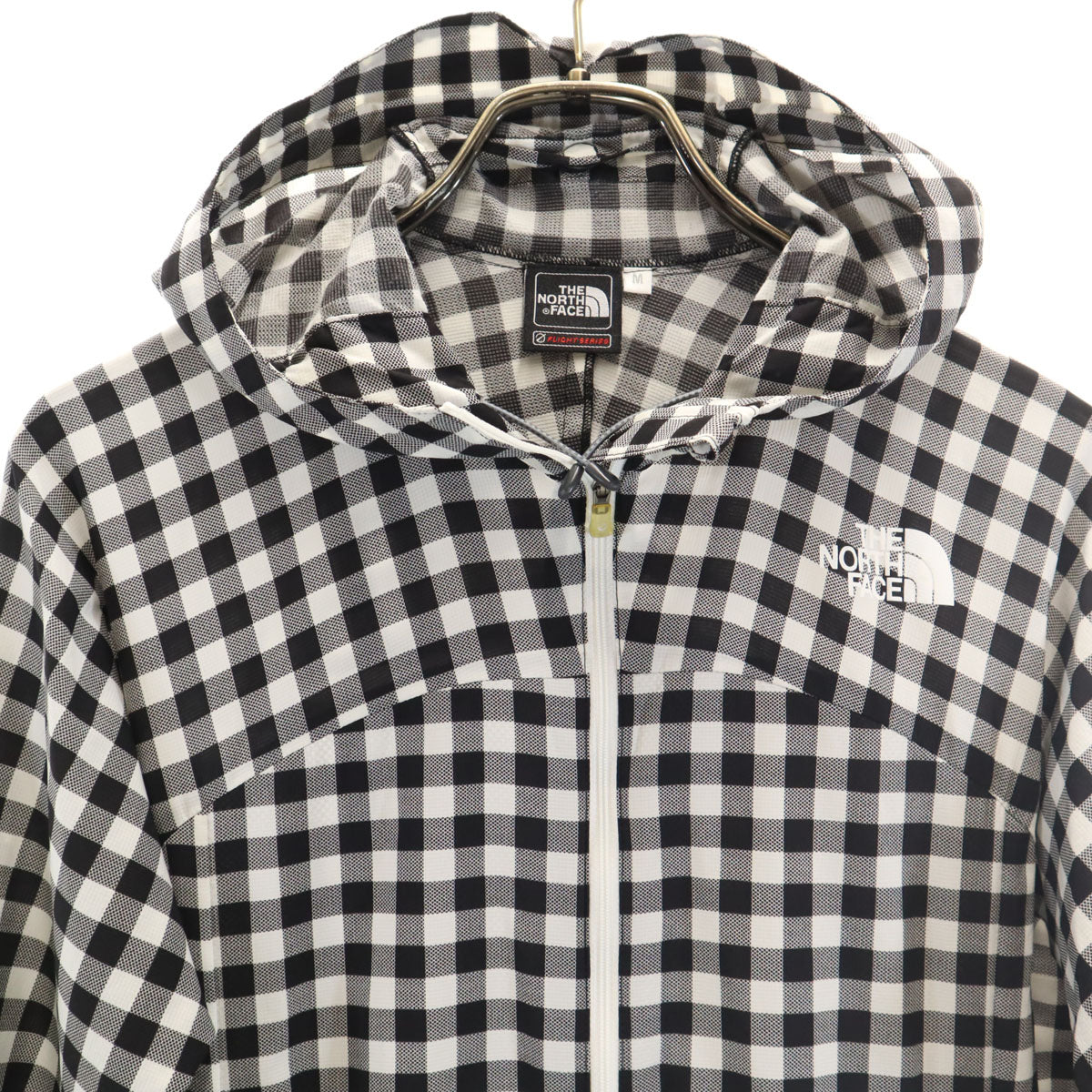 THE NORTH FACE ノースフェイス ギンガムチェック 長袖 スワローテイル ジップパーカー M ホワイト フーディー アウトドア NPW11016 レディース