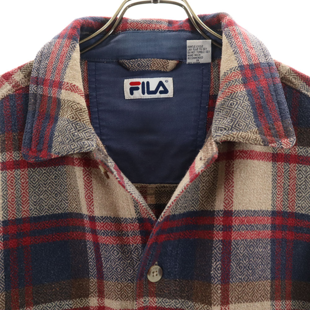 FILA フィラ オールド チェック柄 長袖 ネルシャツ L ベージュ 他 メンズ