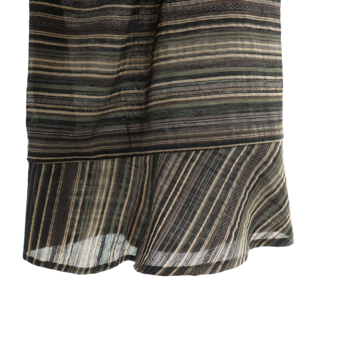 Leilian レリアン 日本製 ボーダー柄 5分袖 チュニック 9 グレー系 シャツ レディース