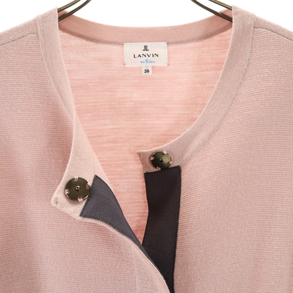 LANVIN en Bleu ランバンオンブルー ウールブレンド 長袖 ニットカーディガン 38 くすみピンク レディース
