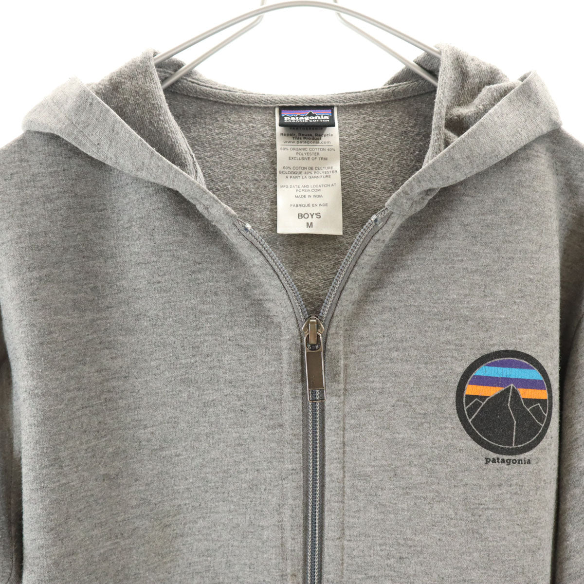 patagonia パタゴニア スウェット ジップパーカー M グレー 63000SP14 キッズ