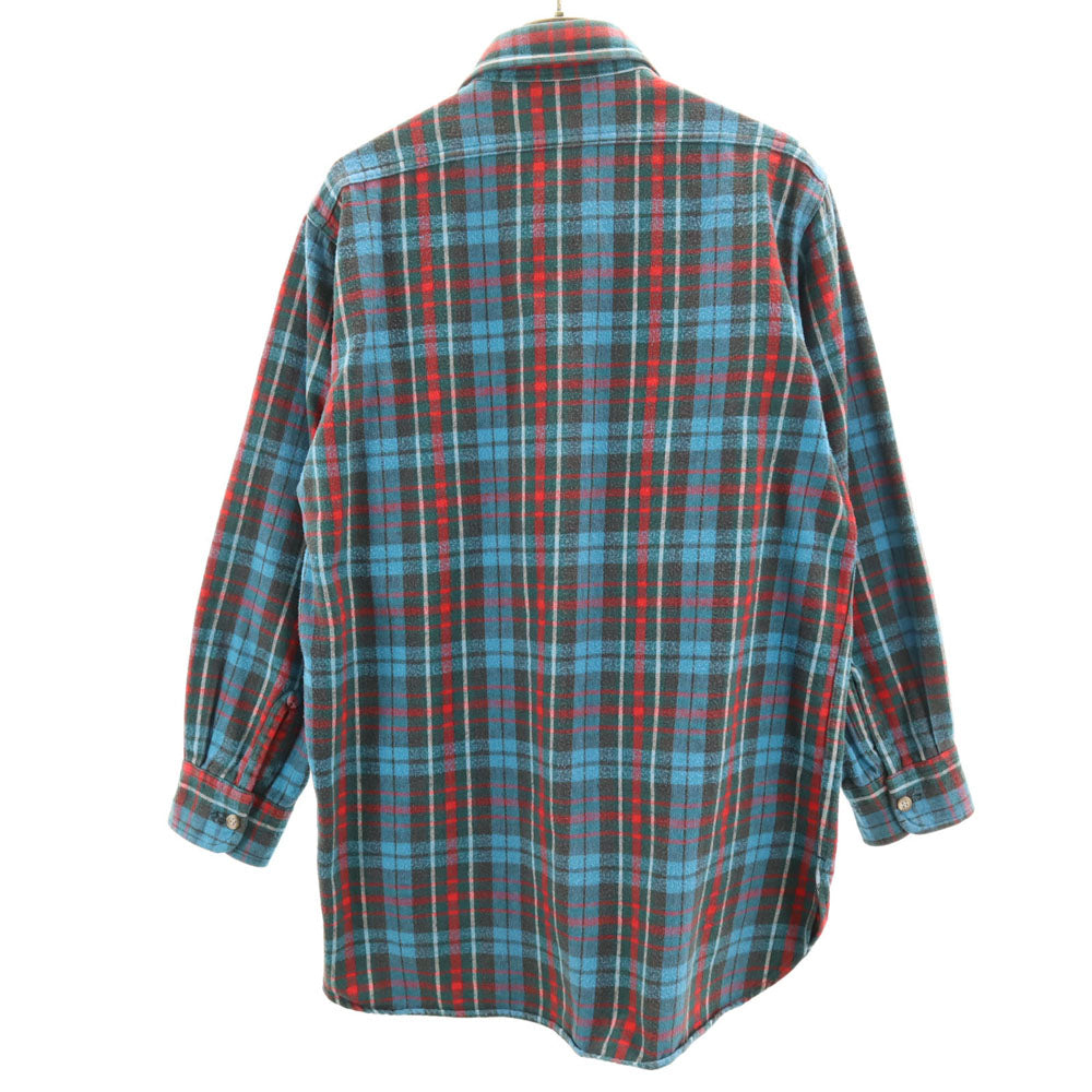 WOOLRICH ウールリッチ 80s 紺タグ ヴィンテージ チェック柄 長袖 ネルシャツ 水色 他 メンズ