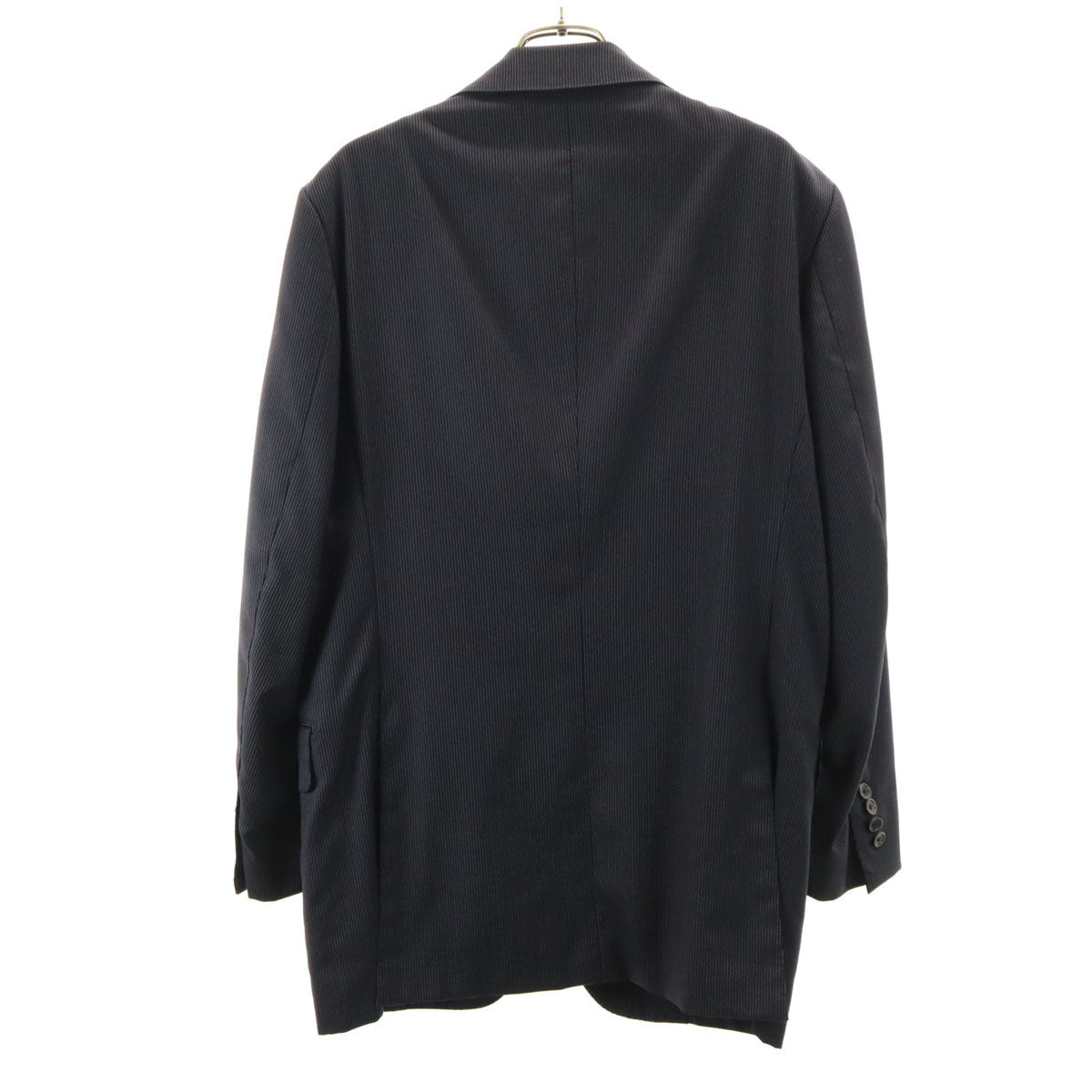 SHIPS シップス ストライプ サイドベンツ テーラードジャケット 48 ブラック系 肩パッド メンズ
