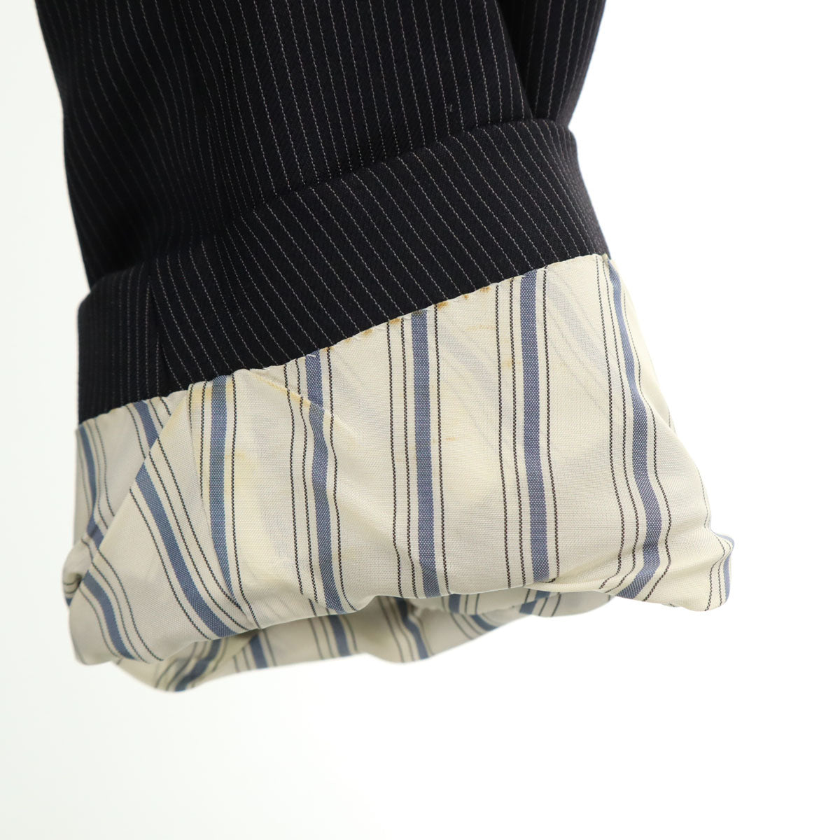 SHIPS シップス ストライプ サイドベンツ テーラードジャケット 48 ブラック系 肩パッド メンズ