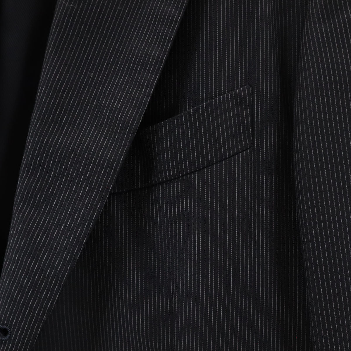 SHIPS シップス ストライプ サイドベンツ テーラードジャケット 48 ブラック系 肩パッド メンズ