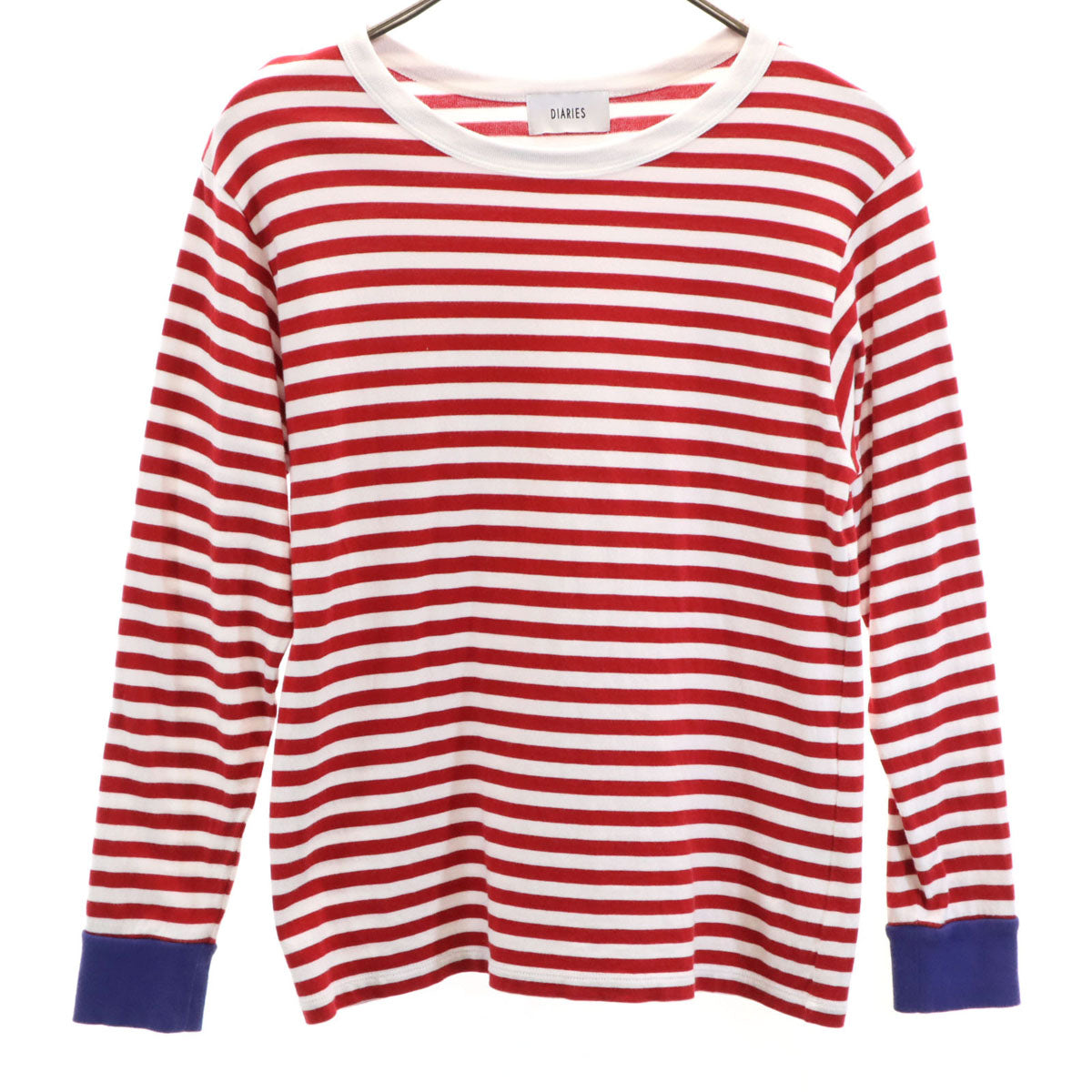 DIARIES 日本製 長袖 カットソー レッド×ホワイト レディース