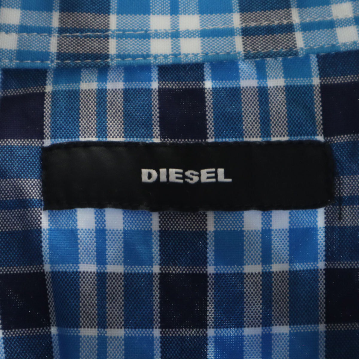 DIESEL ディーゼル チェック 長袖 ウエスタンシャツ S ブルー系 メンズ
