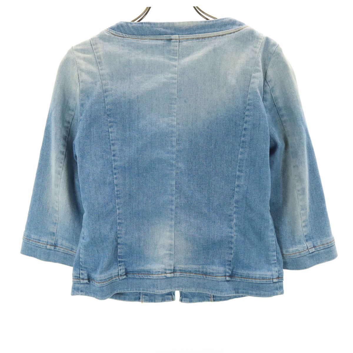 MAX&CO マックスアンドコー 7分袖 ノーカラー デニムジャケット 38 ウォッシュブルー マックスマーラ レディース
