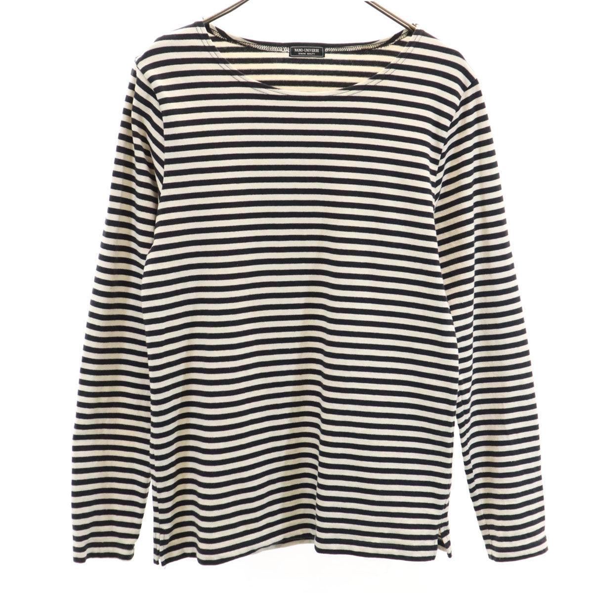 nano universe ナノユニバース ボーダー柄 長袖 ボートネック バスクシャツ L アイボリー レディース