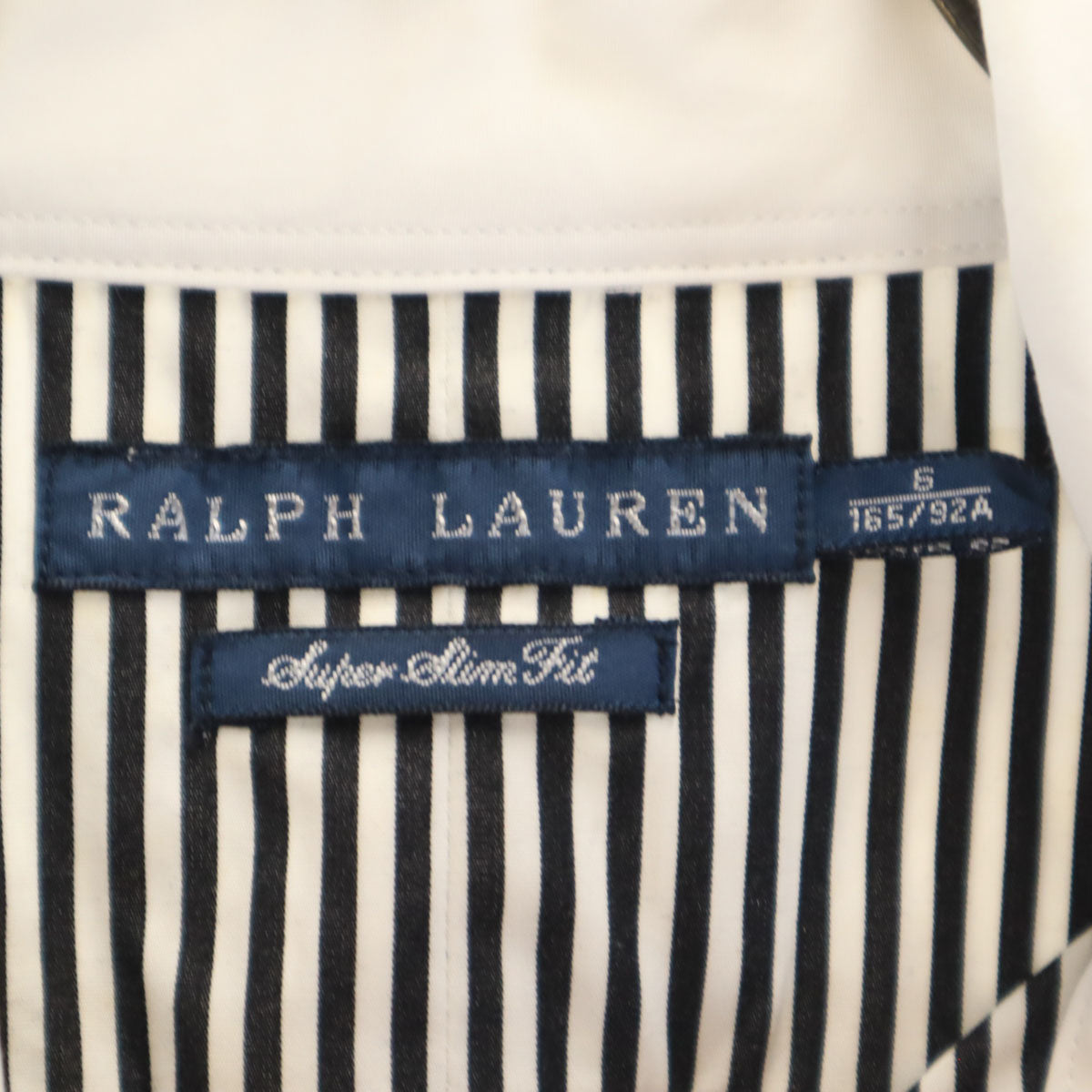 RALPH LAUREN ラルフローレン ボーダー柄 長袖 スーパースリムフィット コットンシャツ 6 ホワイト レディース