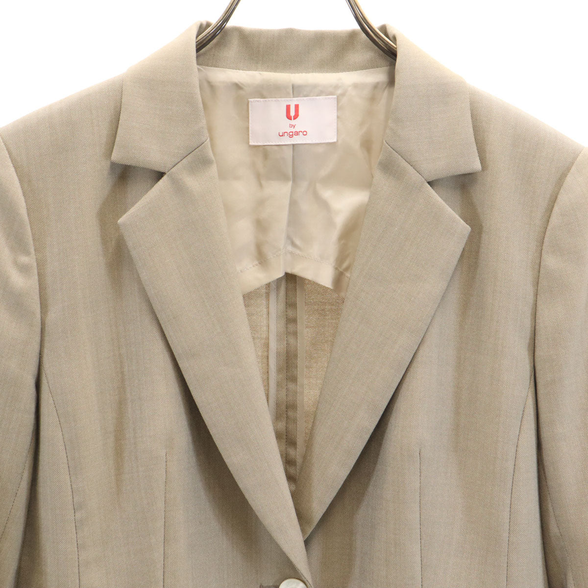 U by ungaro ユーバイウンガロ 日本製 シルクブレンド テーラードジャケット 40 グレージュ レディース