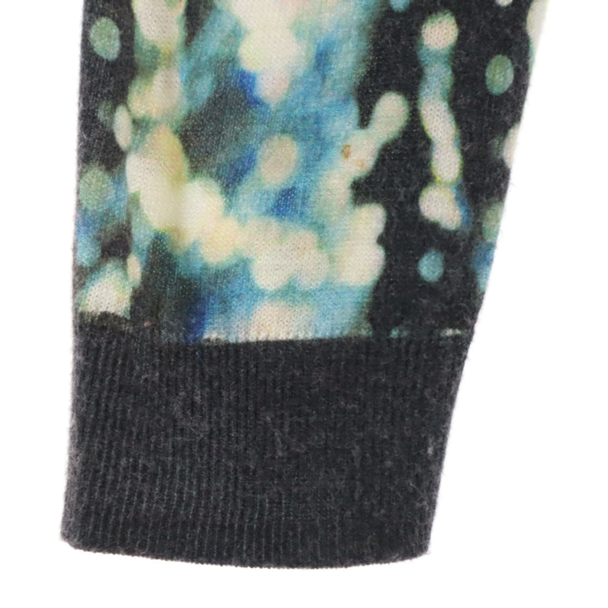 ARMANI JEANS アルマーニジーンズ 総柄 7分袖 ニットカーディガン 42 ブルー レディース