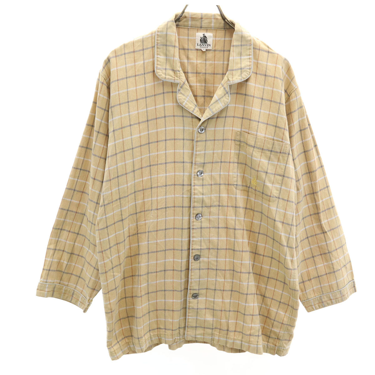 LANVIN ランバン 90s オールド チェック柄 ルームウェア L ベージュ パジャマ メンズ