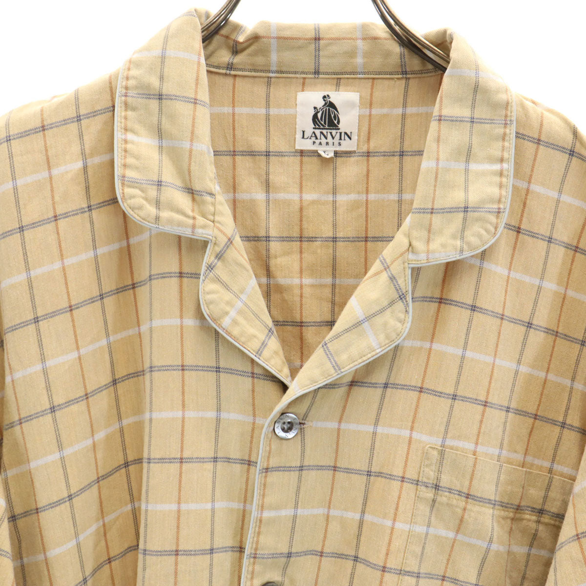 LANVIN ランバン 90s オールド チェック柄 ルームウェア L ベージュ パジャマ メンズ