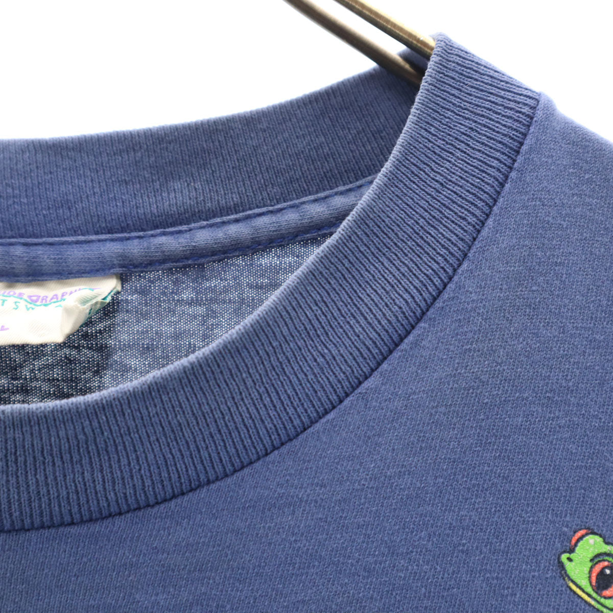 HARBORSIDE GRAPHICS ハーバーサイドグラフィックス 90s オールド USA製 蛙 半袖 シングルステッチ 両面プリント Tシャツ L ブルー メンズ