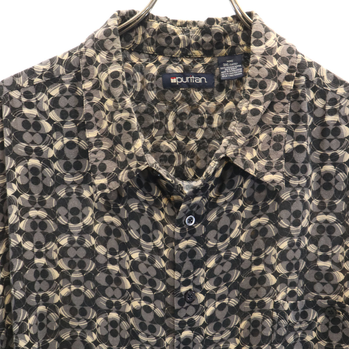 ピューリタン 90s オールド 総柄 半袖 シャツ 3XL グレー メンズ
