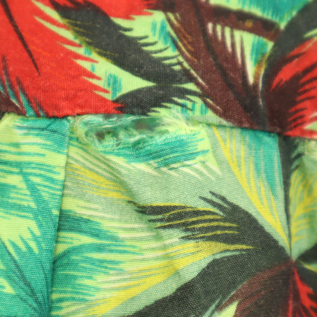 70s ヴィンテージ 衿芯 総柄 ヤシの木 半袖 シャツ グリーン メンズ