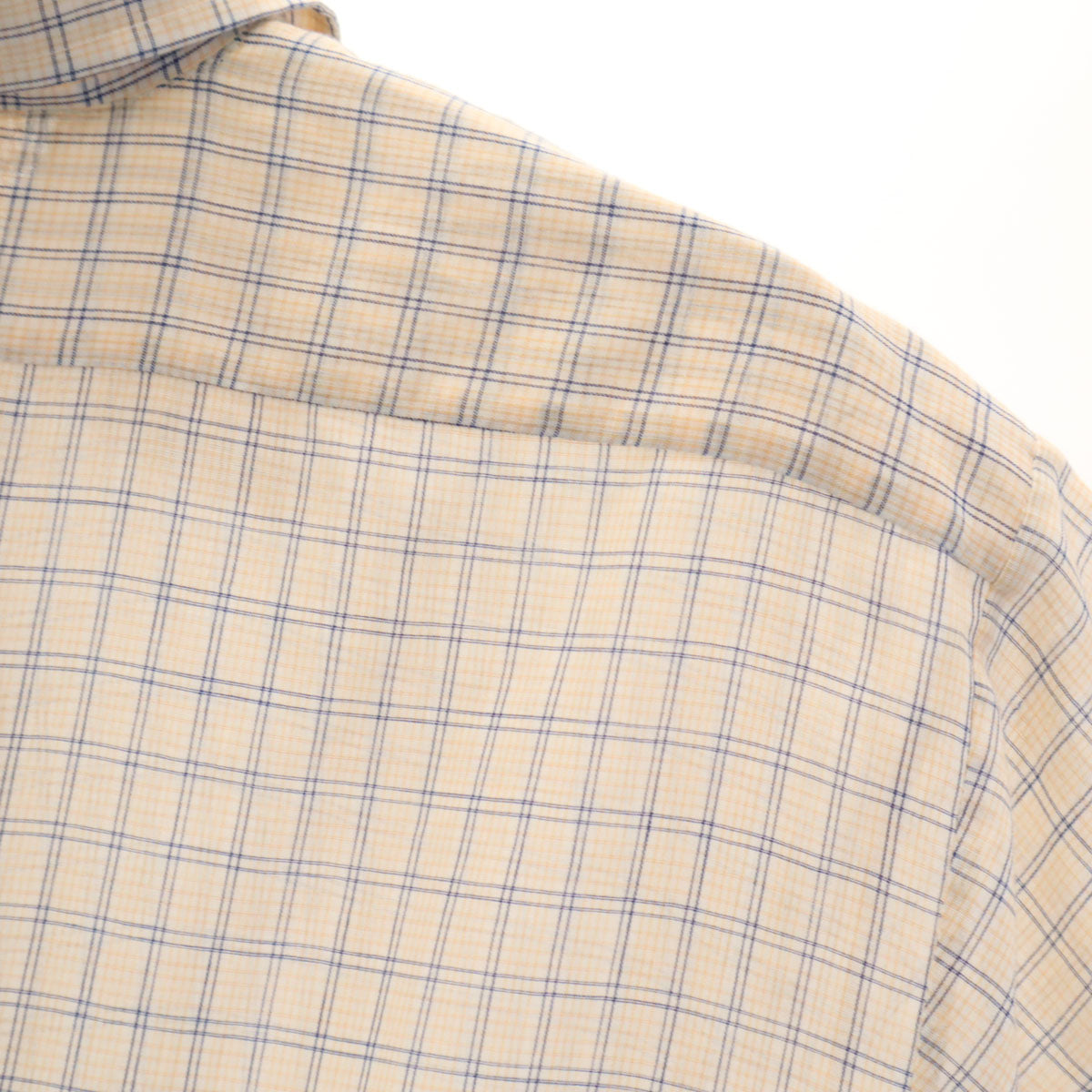 70s 80s ヴィンテージ チェック柄 半袖 ボックスシルエット シャツ 161/2 ベージュ メンズ
