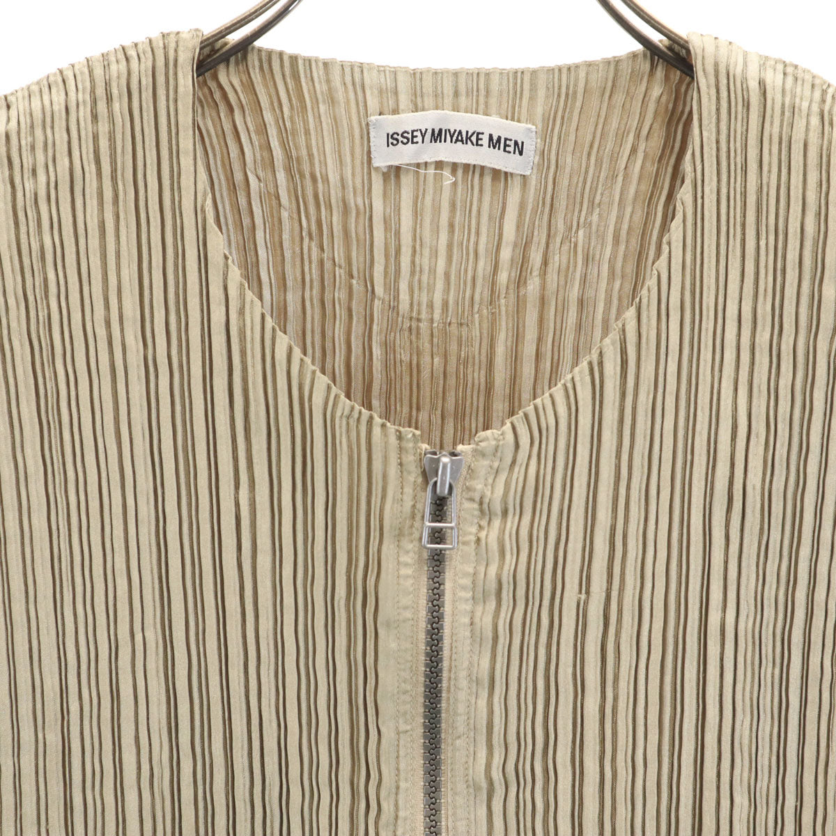 ISSEY MIYAKE MEN イッセイミヤケメン 90s 日本製 オールド プリーツ ベスト M ベージュ メンズ