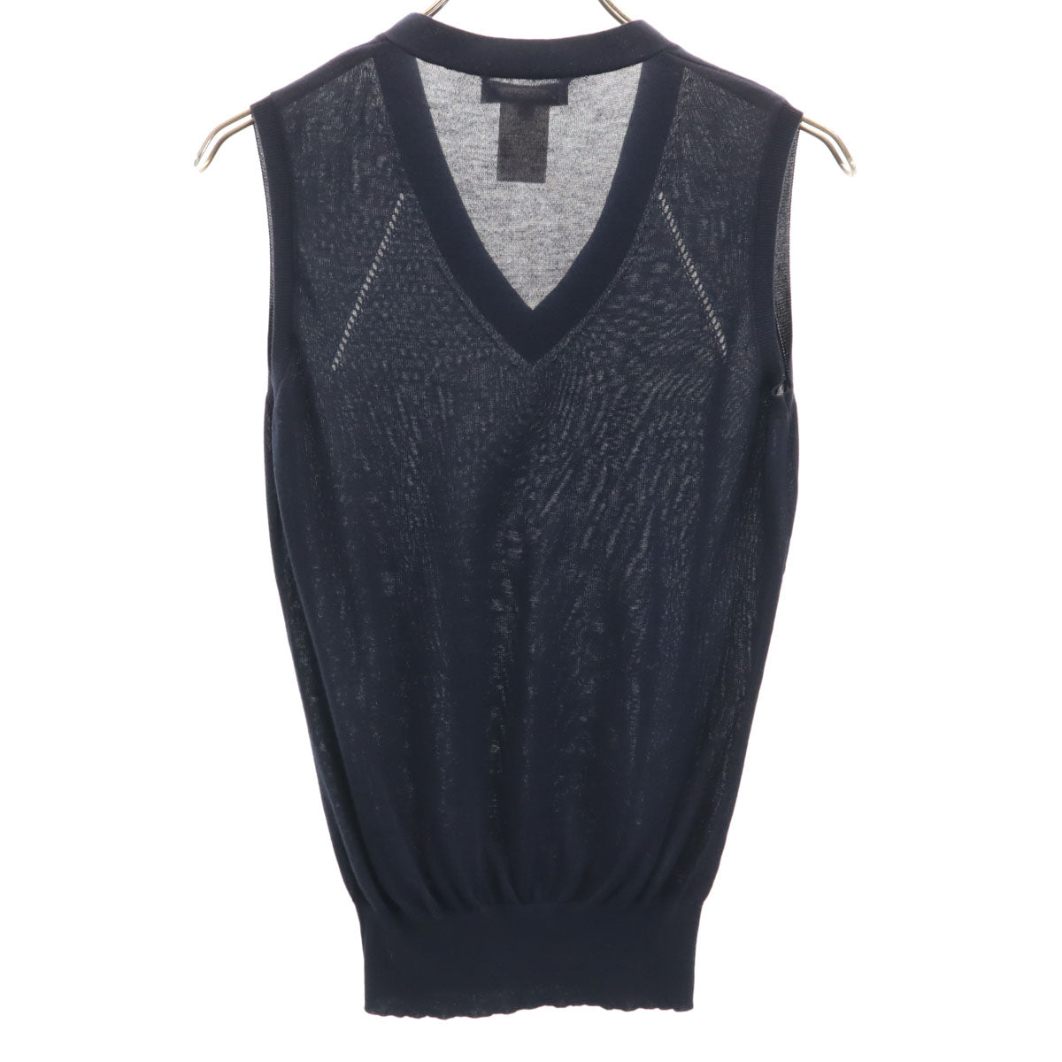 CELINE セリーヌ イタリア製 半袖 Vネック ニットベスト M ネイビー レディース