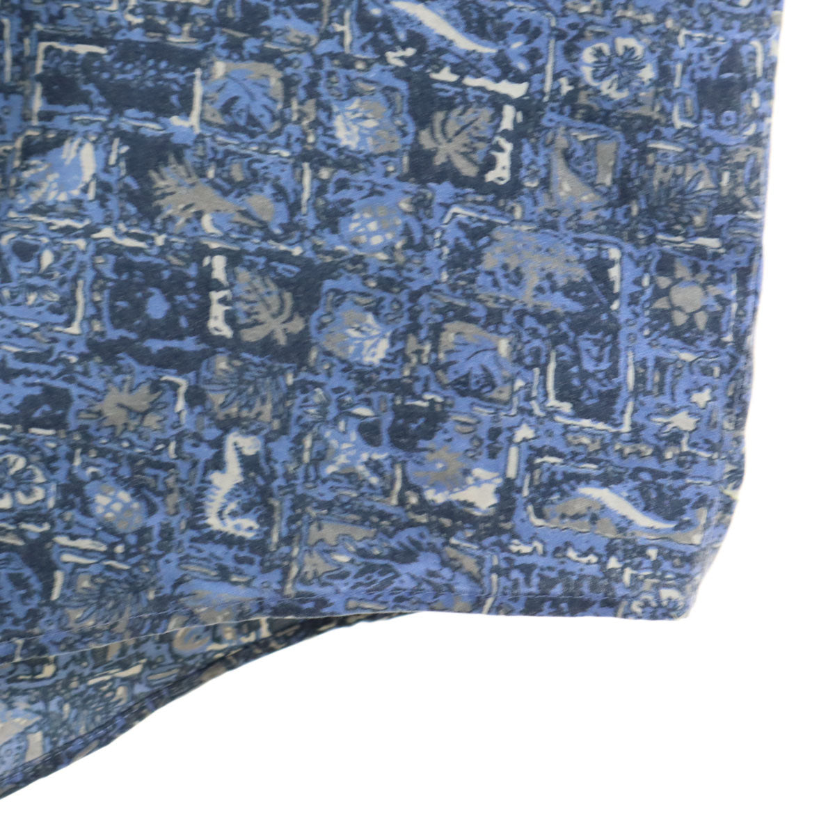 KING SIZE キングサイズ 90s オールド 総柄 半袖 シャツ 4XL ブルー ビッグサイズ メンズ