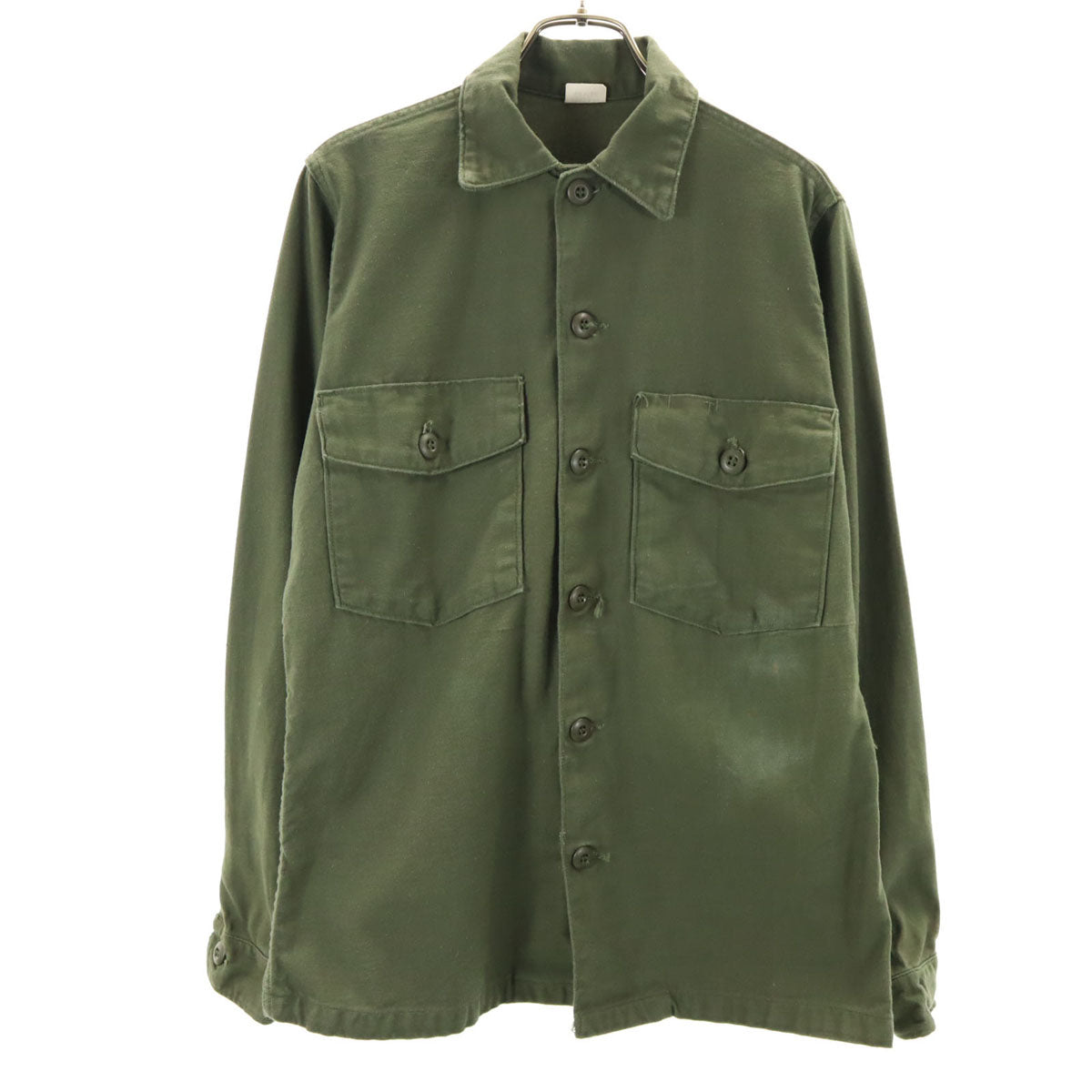US ARMY アメリカ軍 70s ヴィンテージ 長袖 ユーティリティ ミリタリーシャツ 14 1/2 33 カーキ メンズ