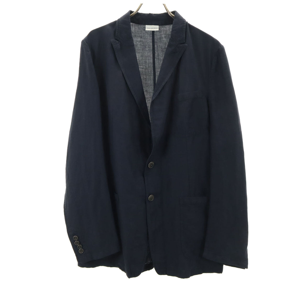 DRIES VAN NOTEN ドリスヴァンノッテン リネンブレンド ドライバーズ ジャケット 48 ネイビー メンズ