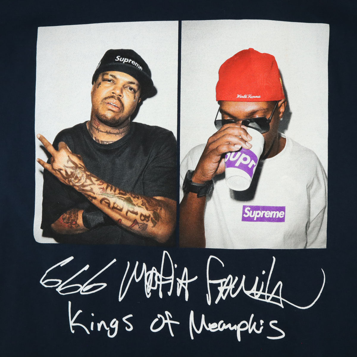 Supreme シュプリーム 12AW USA製 three six mafia 半袖 Tシャツ M ネイビー メンズ