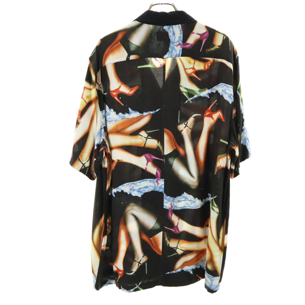 Supreme シュプリーム 15SS ヒール柄 半袖 オープンカラーシャツ L ブラック系 開襟 メンズ