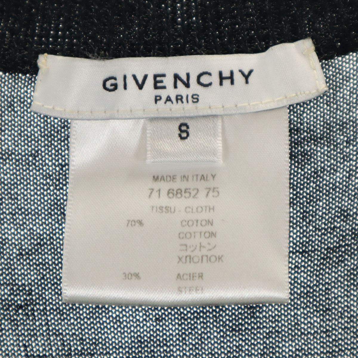 GIVENCHY ジバンシィ イタリア製 ノースリーブ フリル ニット S ネイビー レディース