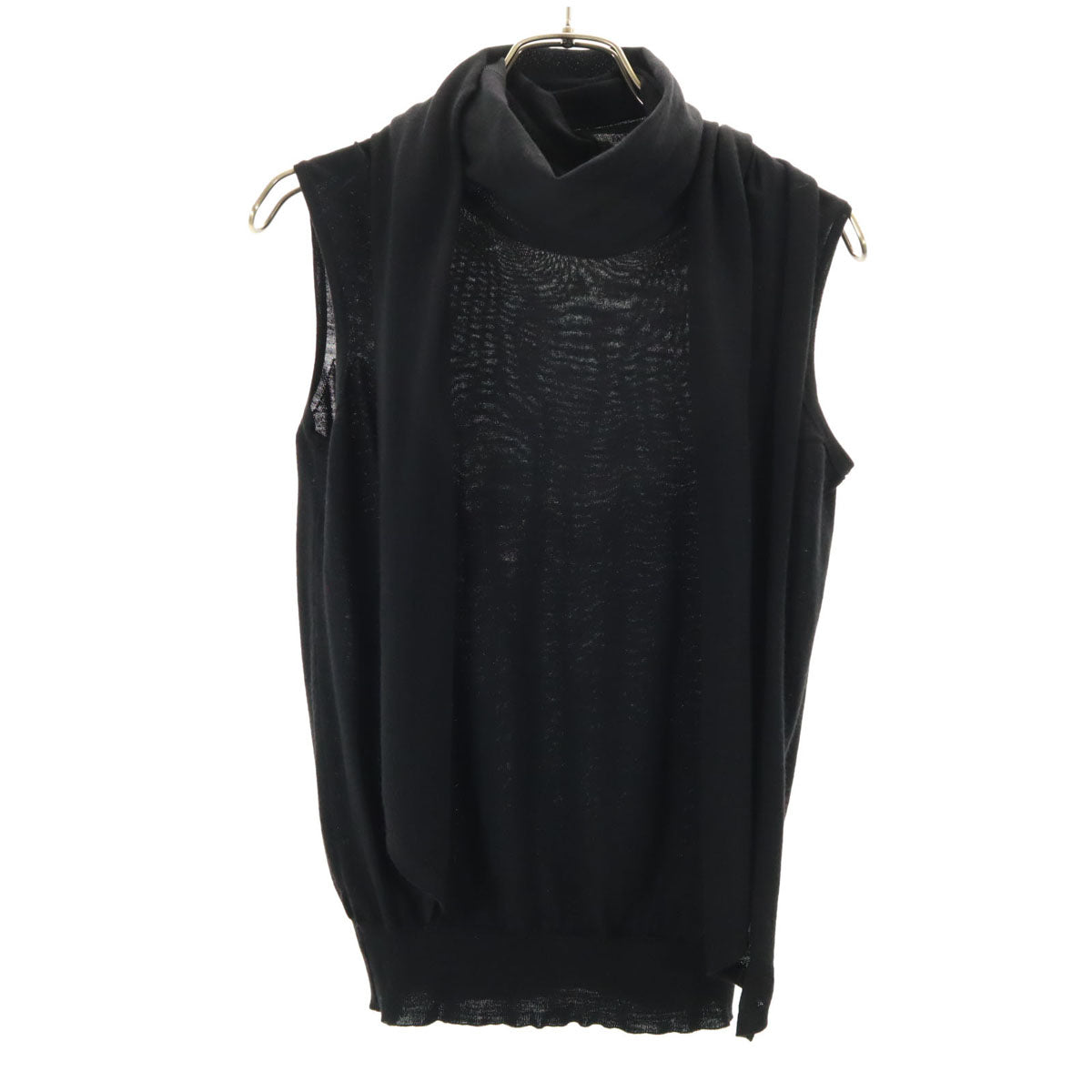 HERMES エルメス イタリア製 ノースリーブ ニット XS ブラック レディース