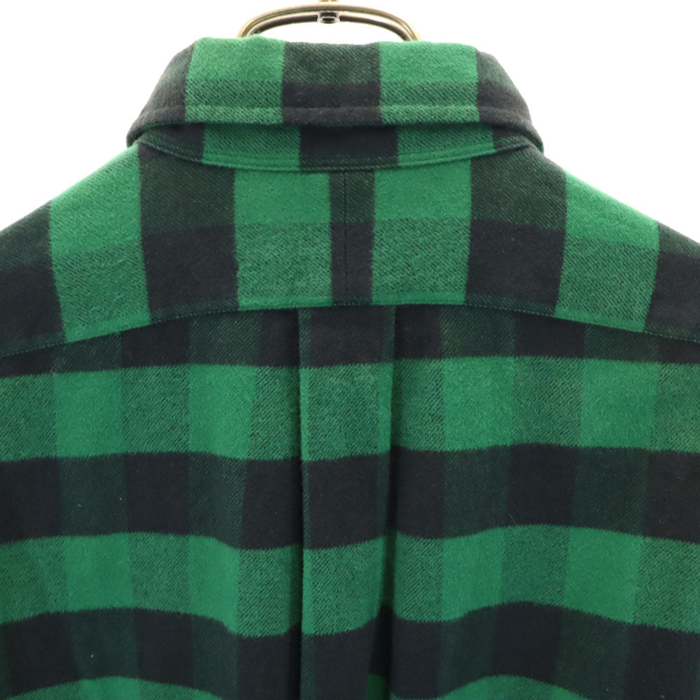 ラルフローレン 90s オールド BIG SHIRT チェック柄 長袖 フランネル ボタンダウンシャツ M グリーン RALPH LAUREN ビッグシルエット メンズ