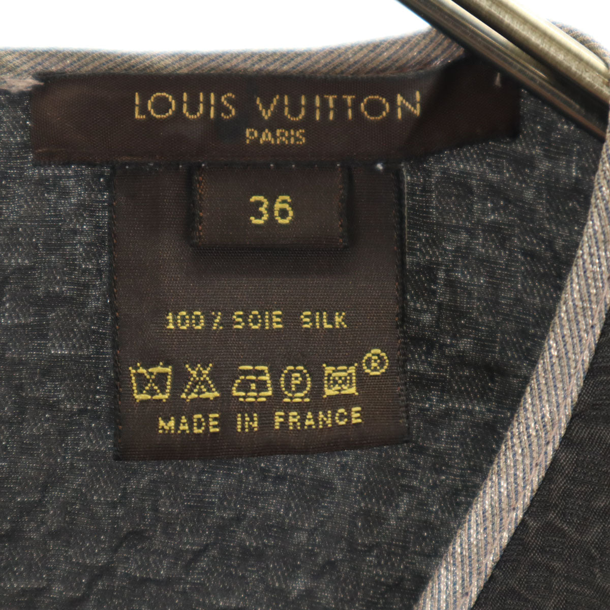 LOUIS VUITTON ルイヴィトン フランス製 シルク 半袖 カットソー 36 グレー系 レディース