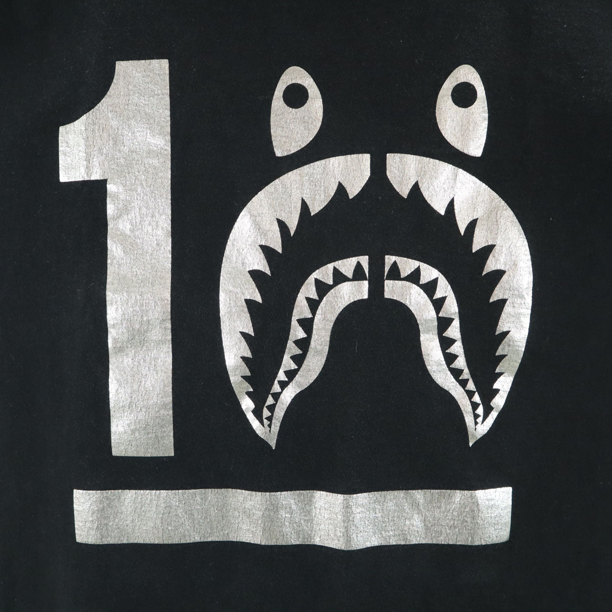 A BATHING APE アベイシングエイプ シャークプリント 半袖 Tシャツ M 黒 10周年記念 メンズ