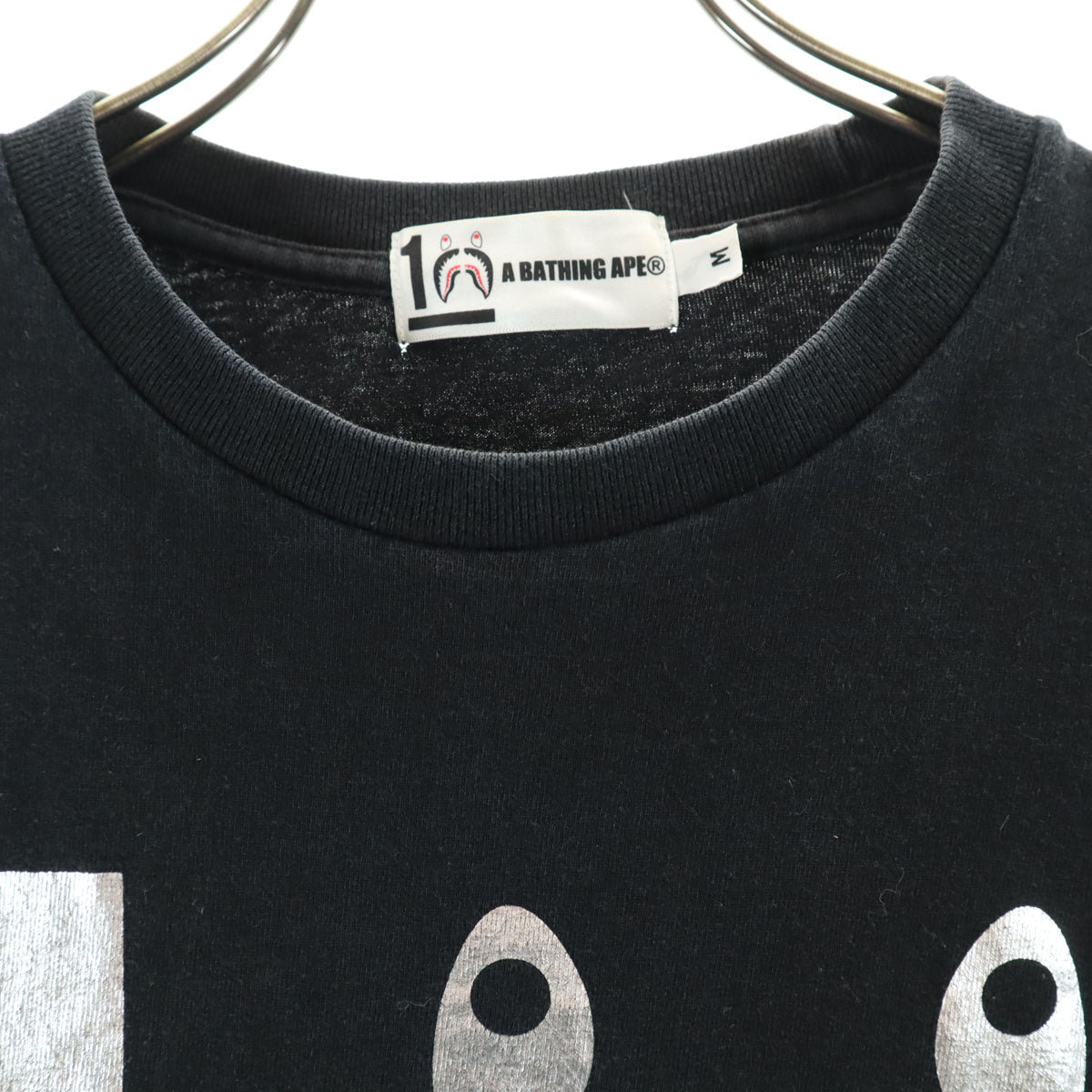A BATHING APE アベイシングエイプ シャークプリント 半袖 Tシャツ M 黒 10周年記念 メンズ