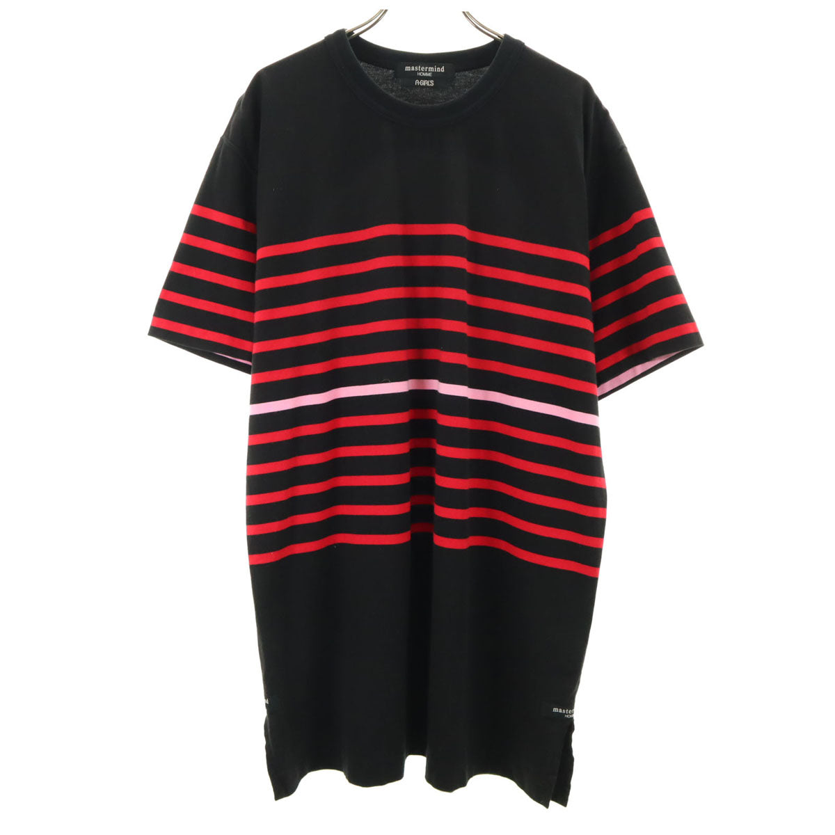 マスターマインドオム A GIRL'S エイガールズ 日本製 ボーダー柄 半袖 Tシャツ L 黒×赤 メンズ