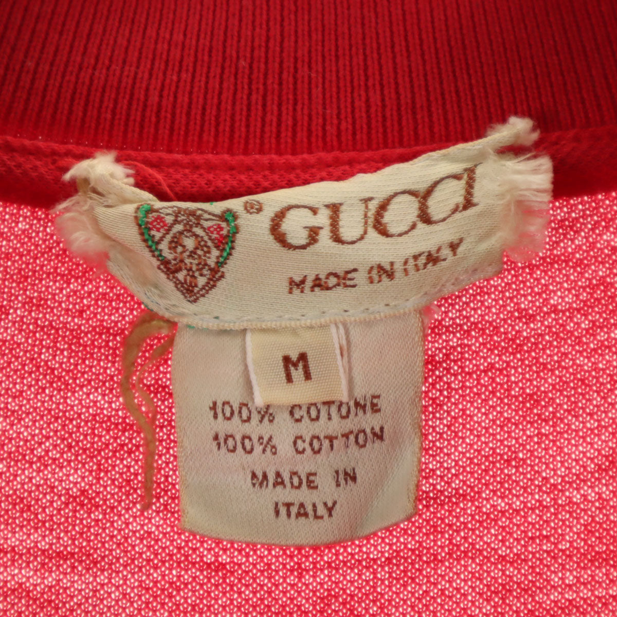 GUCCI グッチ 80s イタリア製 ヴィンテージ 半袖 ポロシャツ M 赤 鹿の子地 メンズ
