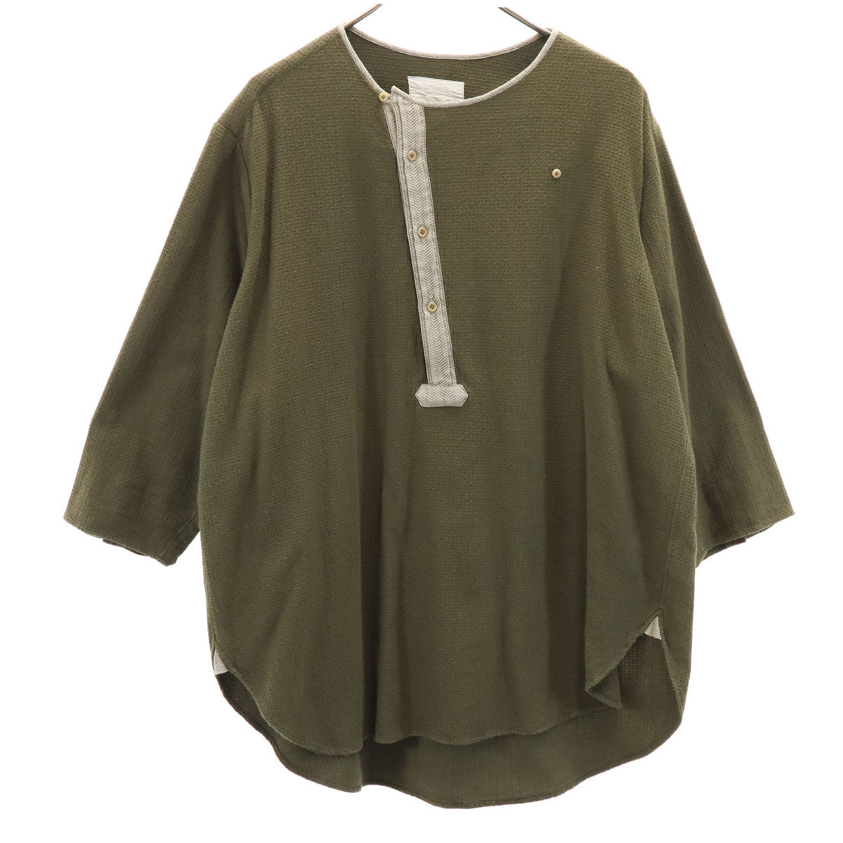 Milok ミロック 日本製 7分袖 SIDE H QS SHIRTS カットソー 46 オリーブ メンズ