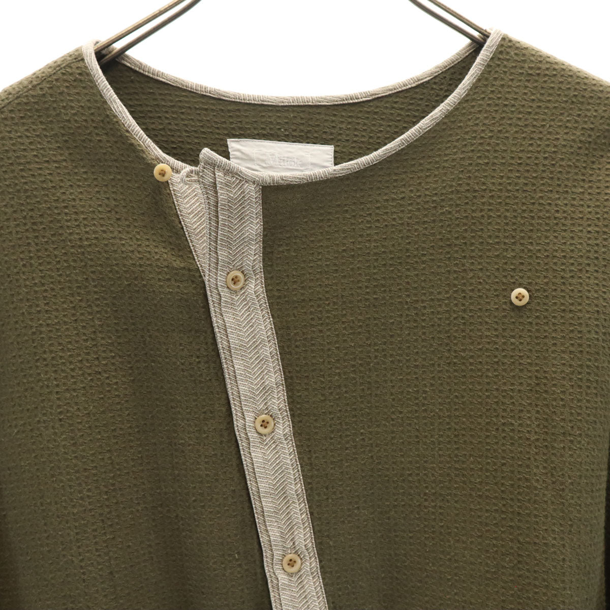 Milok ミロック 日本製 7分袖 SIDE H QS SHIRTS カットソー 46 オリーブ メンズ
