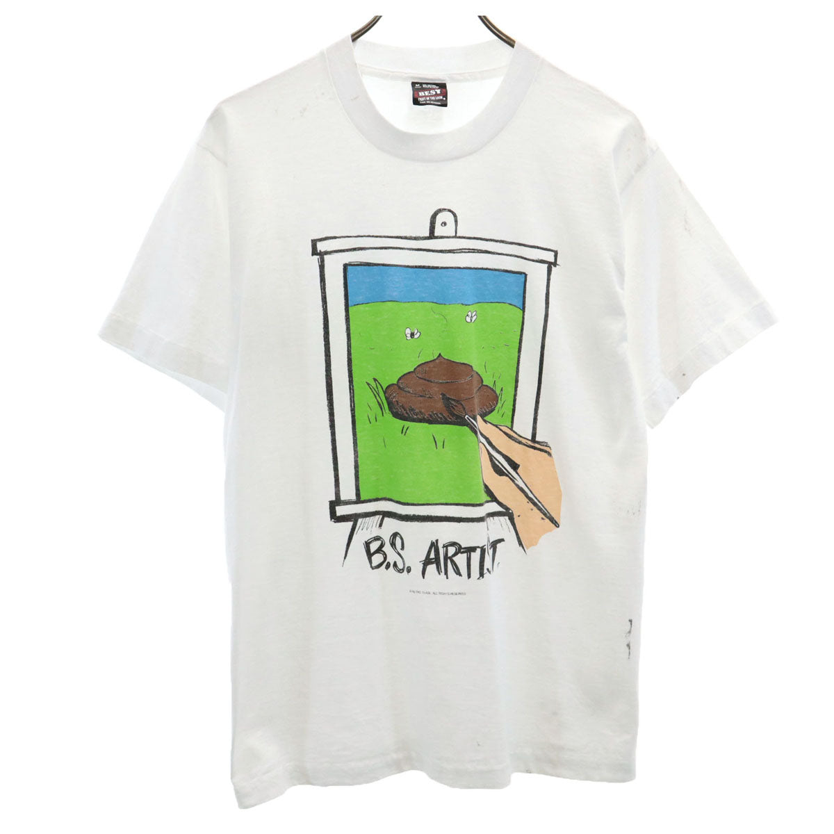 FRUIT OF THE LOOM フルーツオブザルーム 90s USA製 オールド B.S.ARTIST 半袖 Tシャツ M ホワイト シングルステッチ メンズ