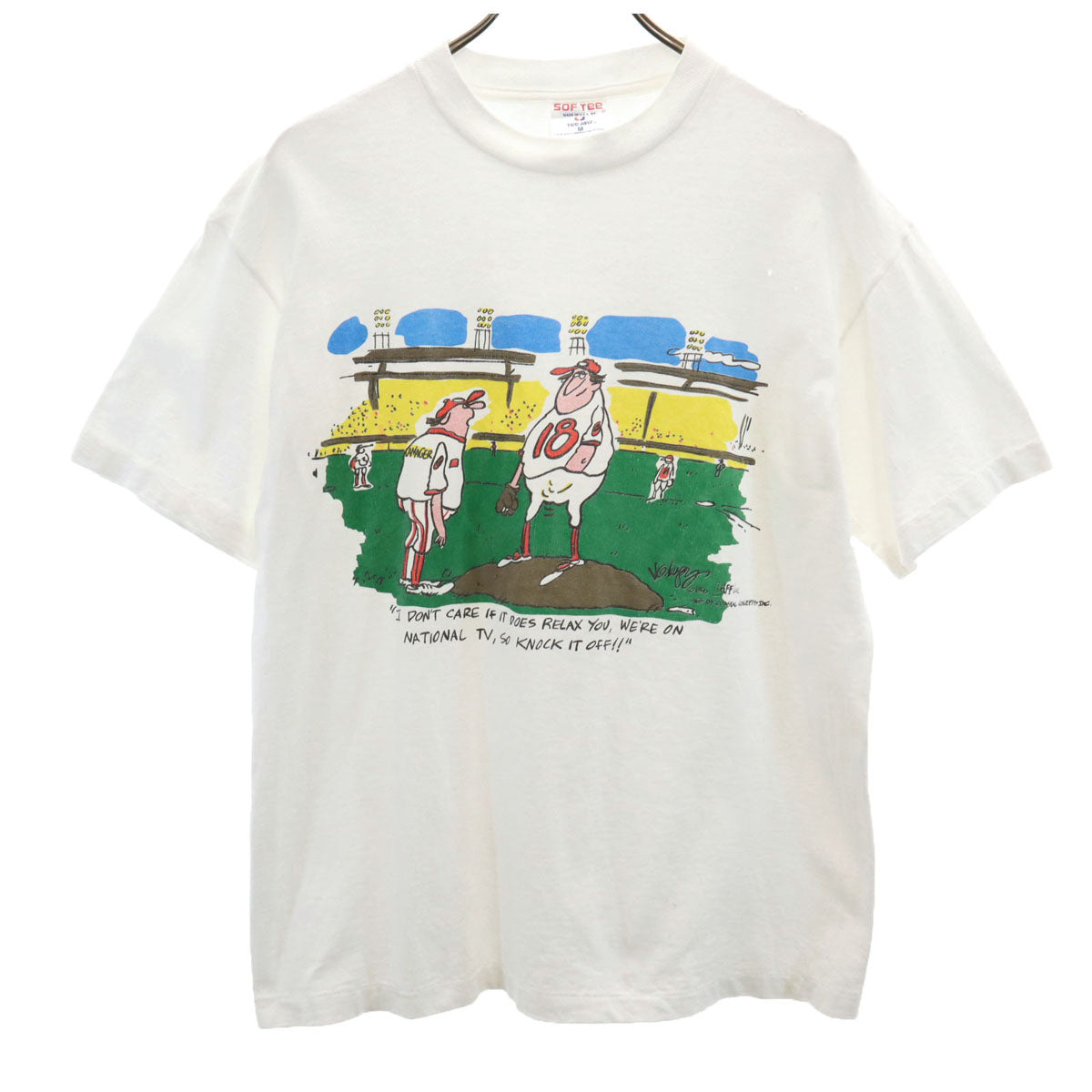 ソフティー 90s USA製 オールド ベースボール 半袖 Tシャツ M ホワイト 野球 シングルステッチ メンズ